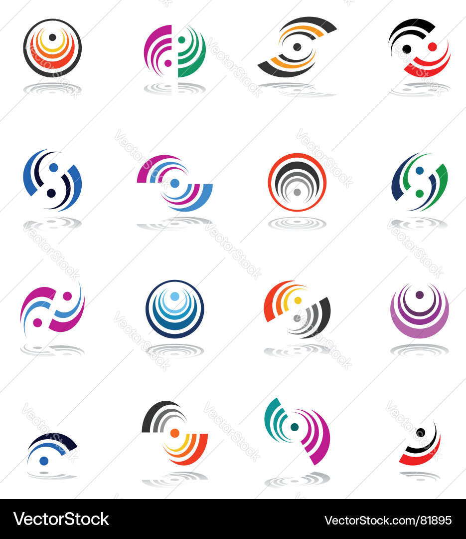 Modern Icon Set - Circular Elements vector image