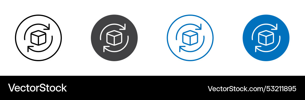 Refresh cube icon flat editable mark set vector image