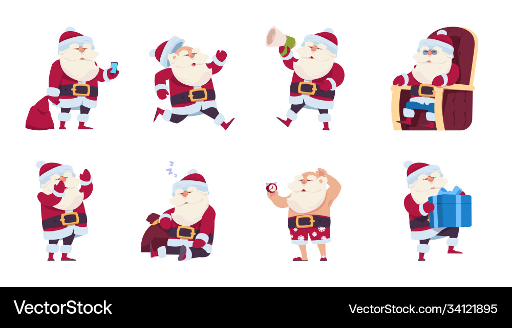 Santa claus cartoon christmas cute character Santa claus cartoon christmas cute character vector image