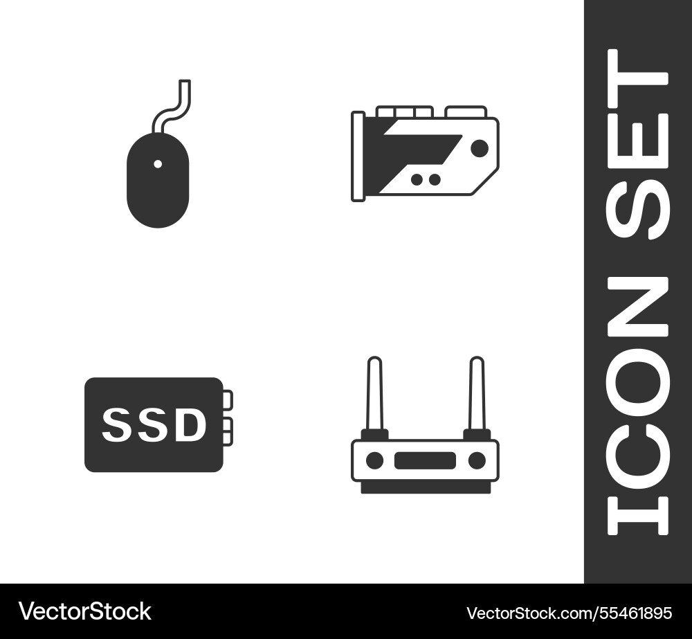 Set router and wi-fi signal computer mouse ssd Set router and wi-fi signal computer mouse ssd vector image
