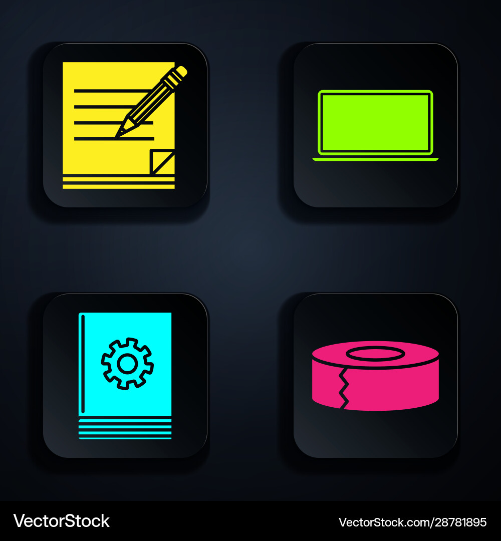 Set scotch blank notebook and pencil with eraser Vector Image