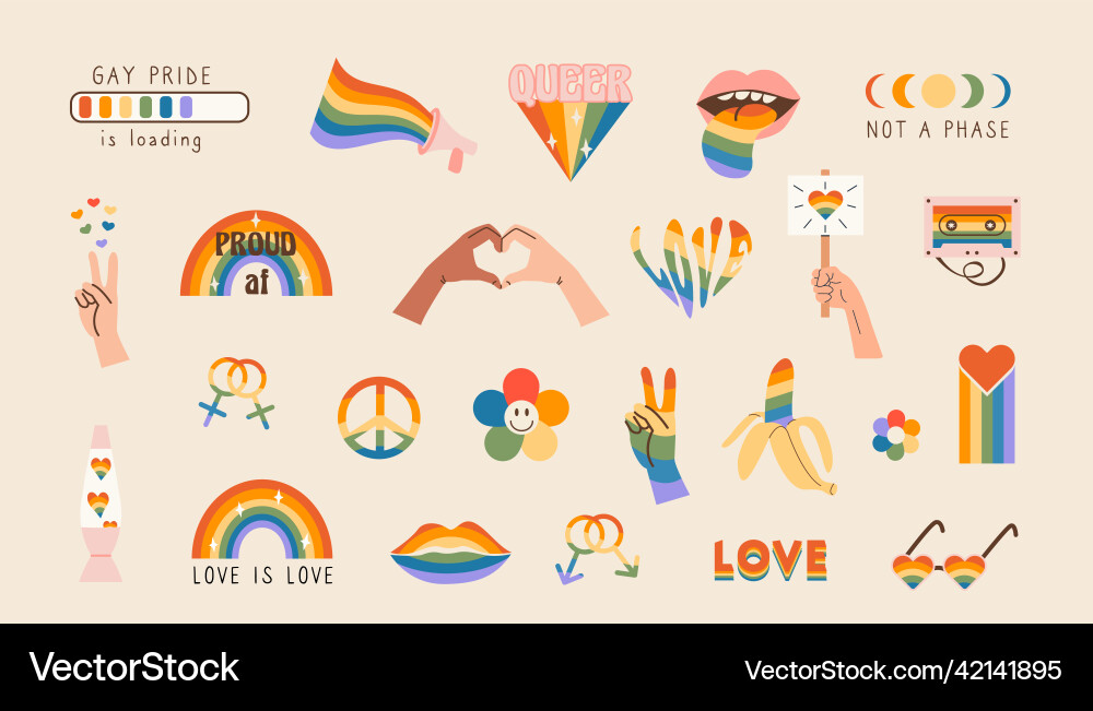 Set von lgbtq Gemeinschaftssymbolen mit Stolz Set von lgbtq Gemeinschaftssymbolen mit Stolz vektorbild