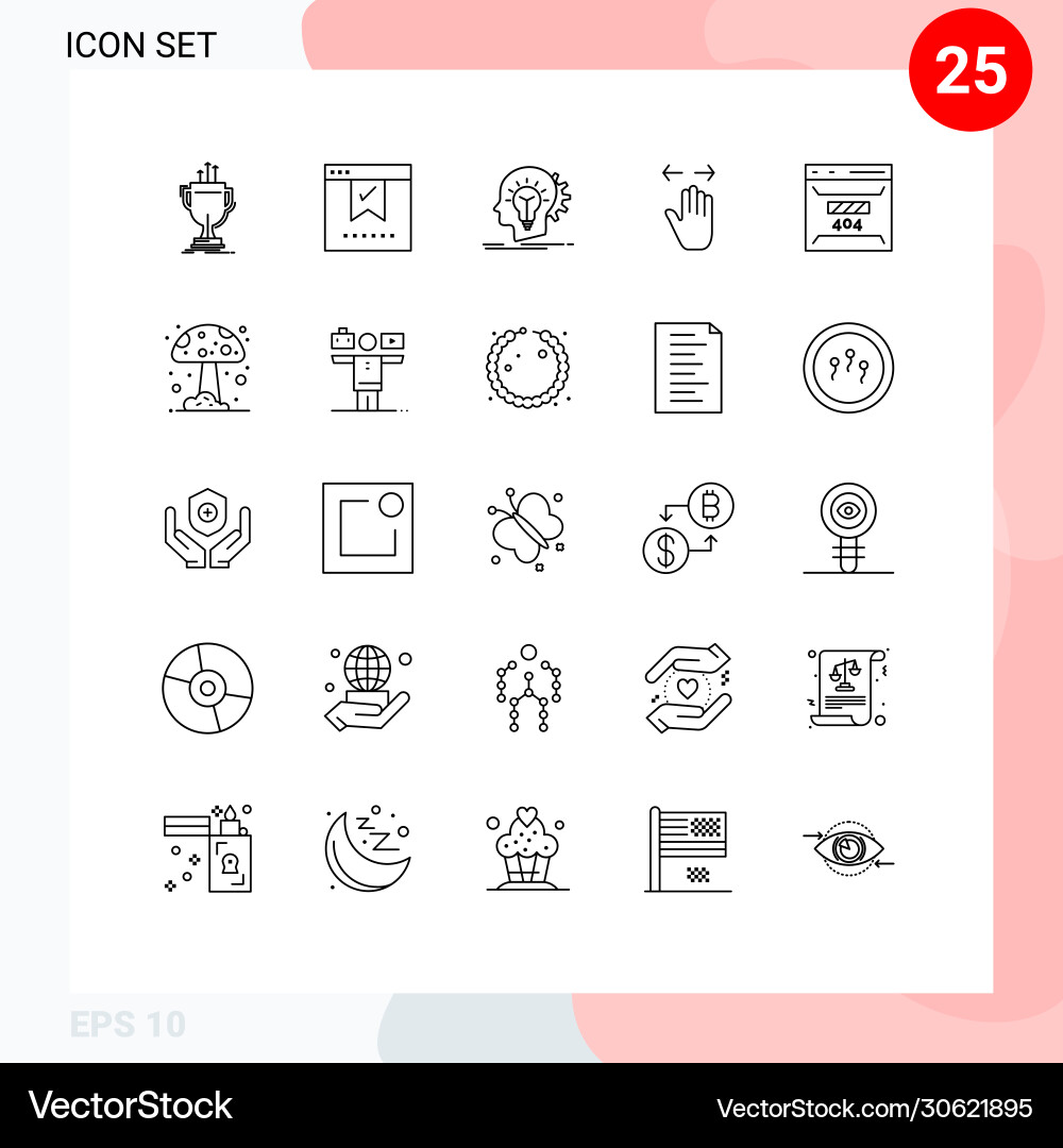 User interface pack 25 basic lines left Vector Image