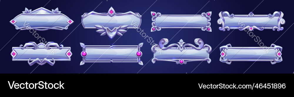 Buttons with fantasy frame for game ui design Buttons with fantasy frame for game ui design vector image
