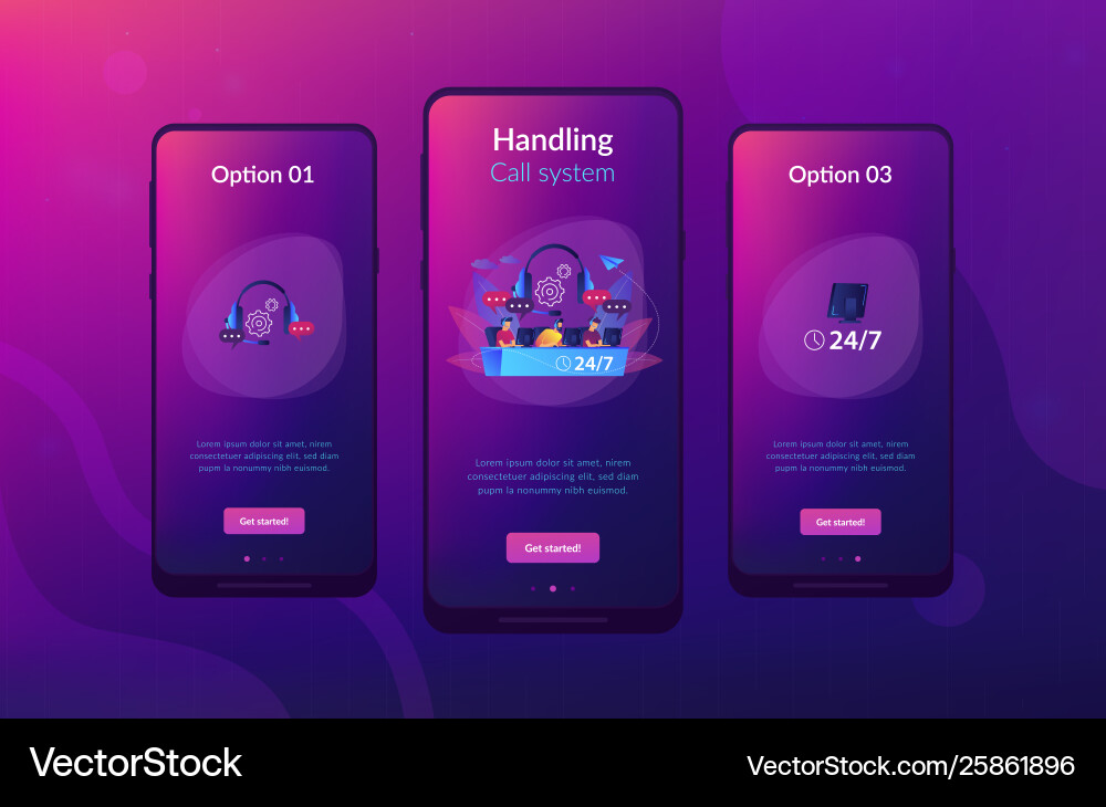Call center app interface template Call center app interface template vector image