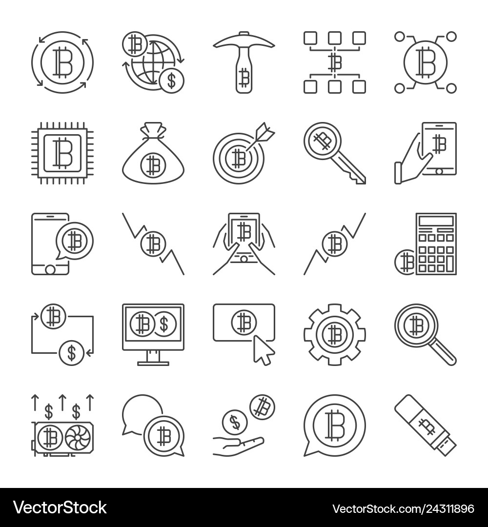 Collection of blockchain concept icons Vector Image