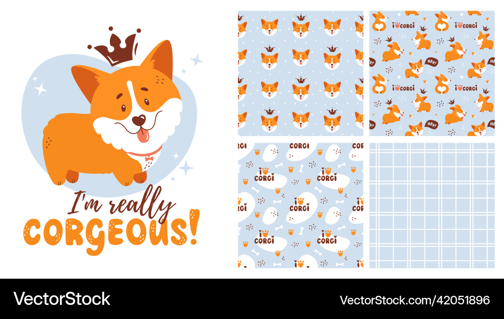 Corgi collection - seamless patterns and isolated Corgi collection - seamless patterns and isolated vector image
