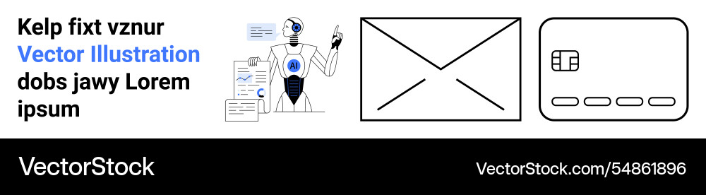 Futuristic robot with documents envelope Futuristic robot with documents envelope vector image