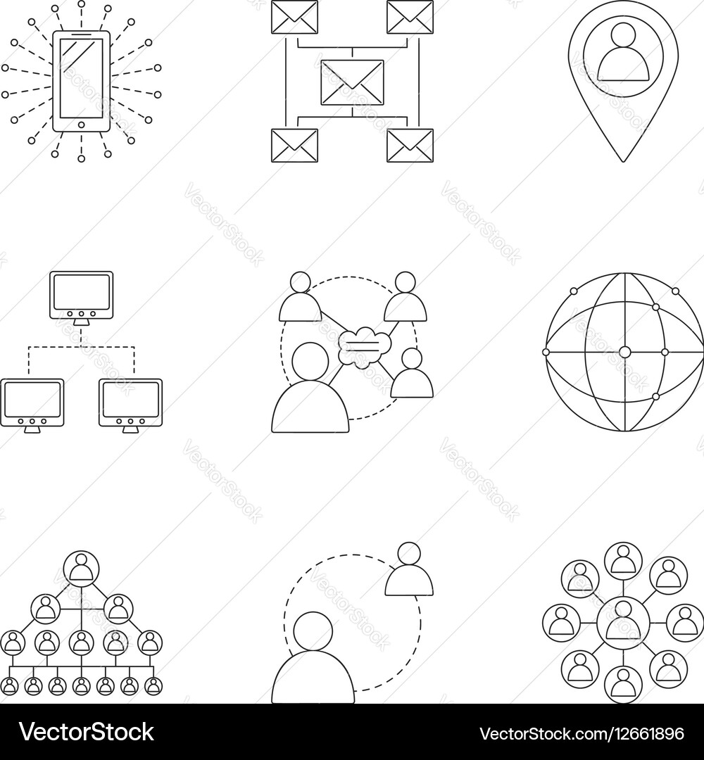Internet connection icons set outline style vector image