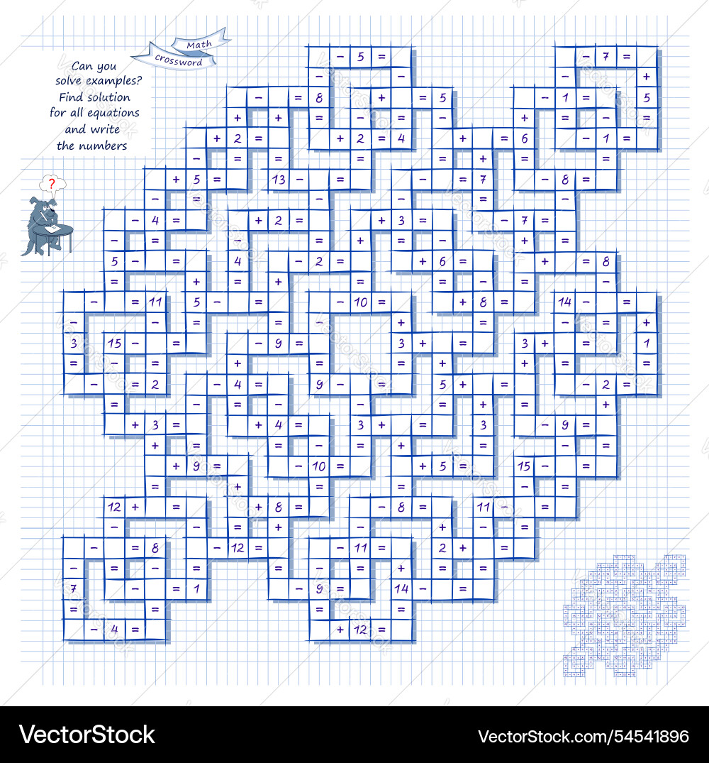 Mathematical crossword can you solve examples Mathematical crossword can you solve examples vector image