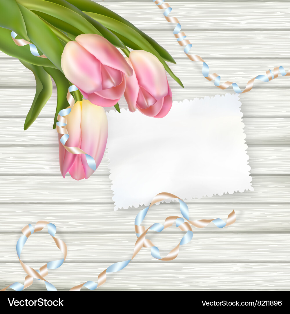 Note with copy space and tulip eps 10 vector image