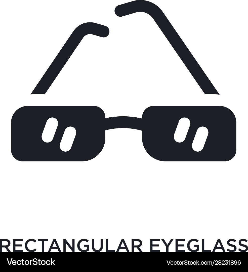 Rectangular eyeglass frame isolated icon simple Vector Image