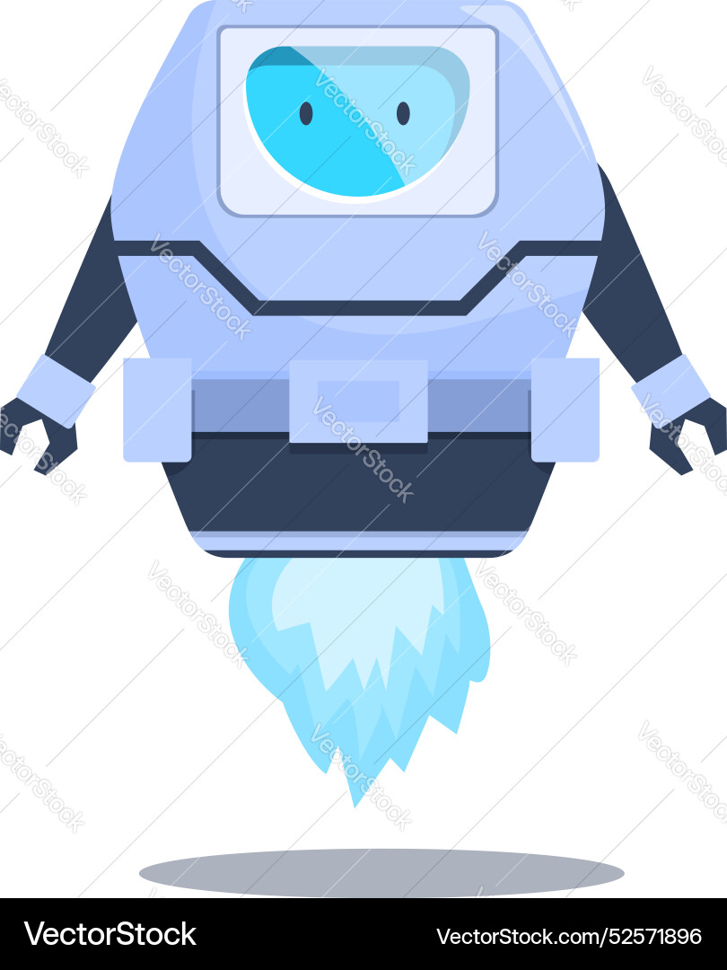 Robot is flying using its jetpack Robot is flying using its jetpack vector image