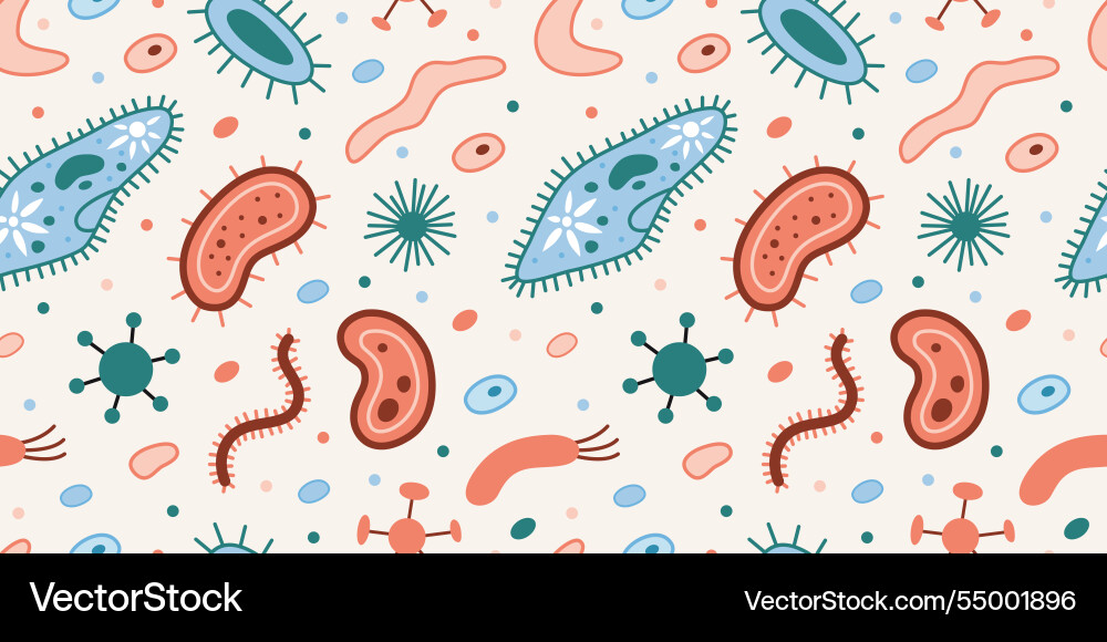 Seamless pattern with simplest unicellular Seamless pattern with simplest unicellular vector image