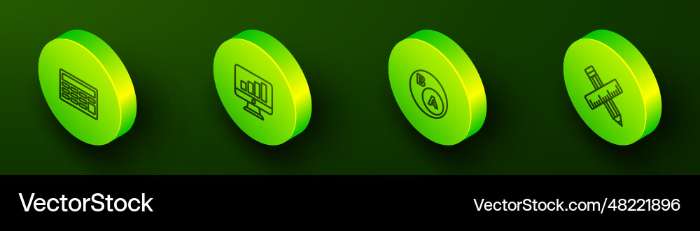Set isometric line calculator computer monitor Set isometric line calculator computer monitor vector image