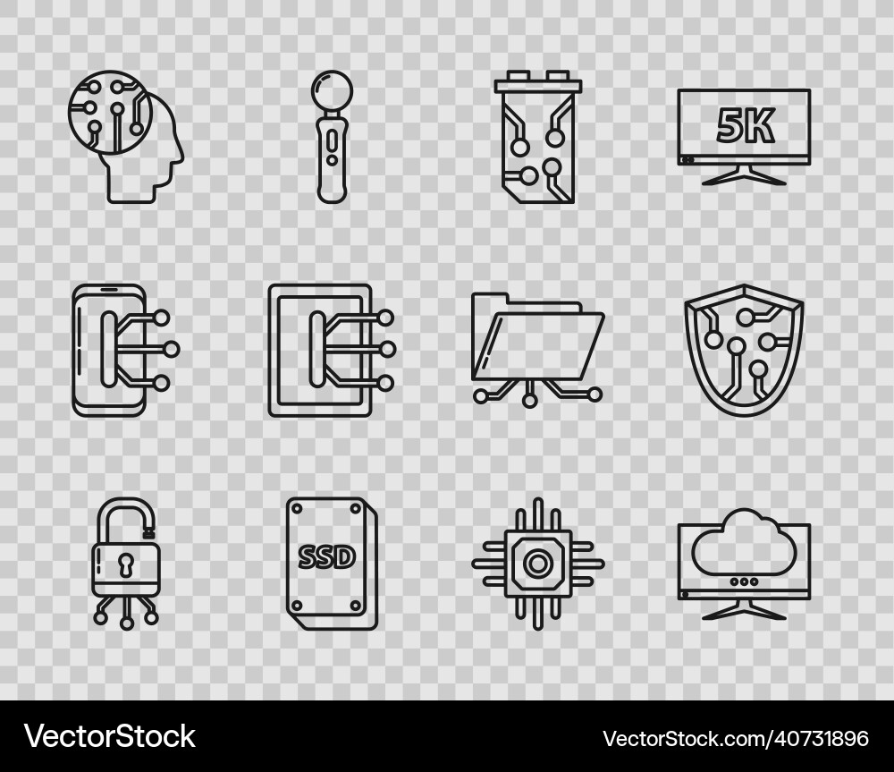 Set line lock on digital circuit board computer Vector Image