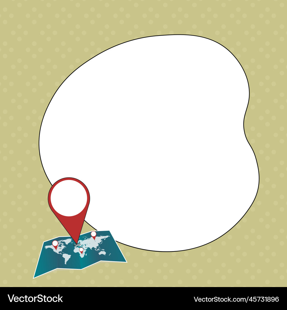 Speech bubble with important message above map Speech bubble with important message above map vector image