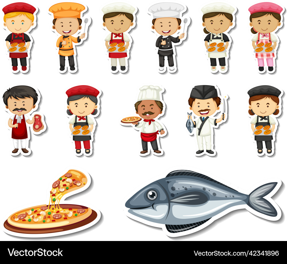 Sticker set of different professions cartoon Sticker set of different professions cartoon vector image