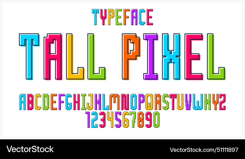 Child constructor colorful minimal square font Child constructor colorful minimal square font Vector Image