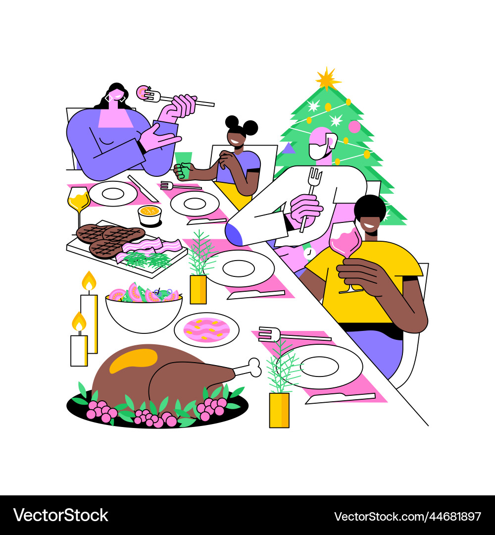 Christmas dinner isolated cartoon Christmas dinner isolated cartoon vector image
