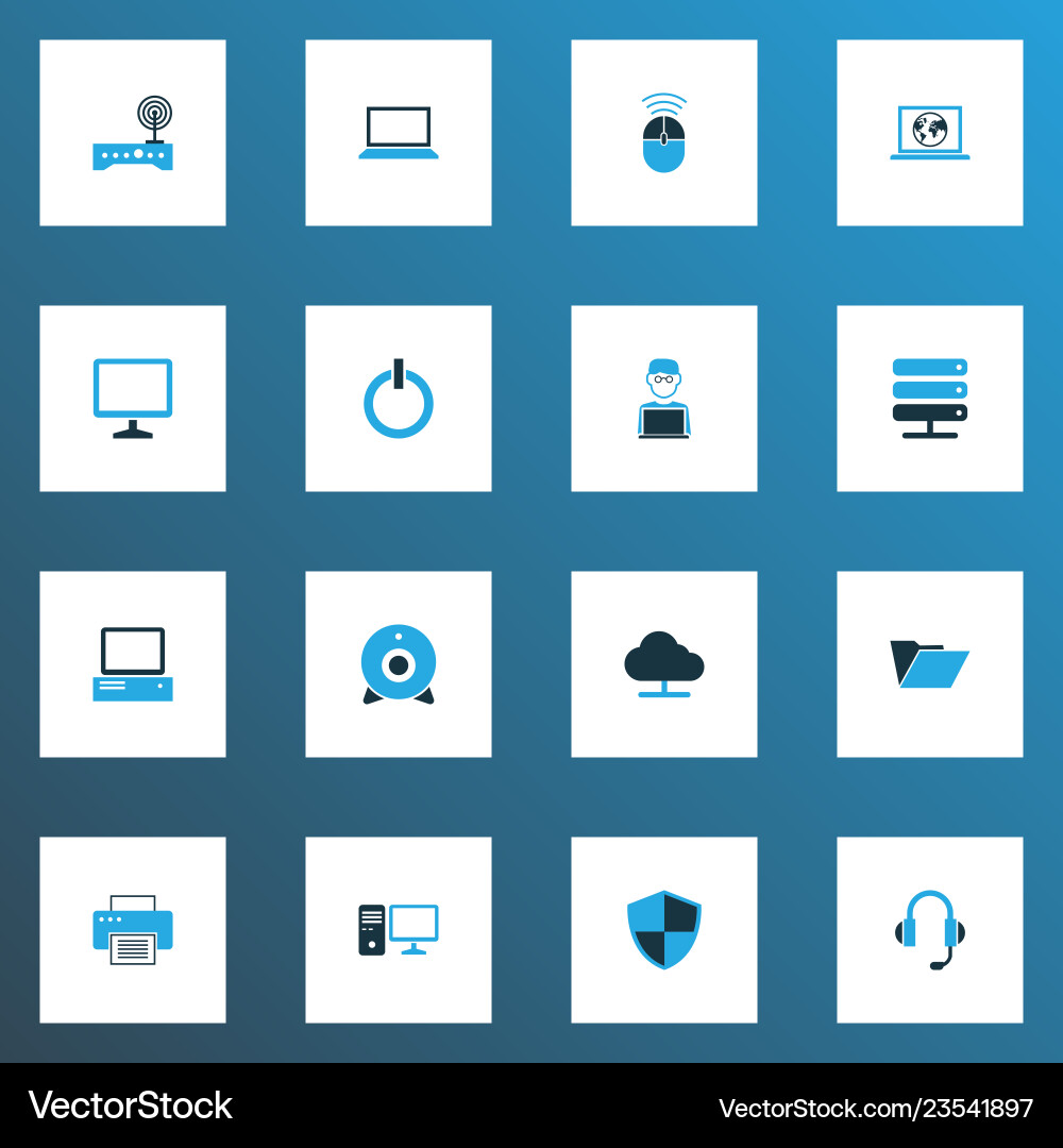 Computer icons colored set with server internet Computer icons colored set with server internet vector image