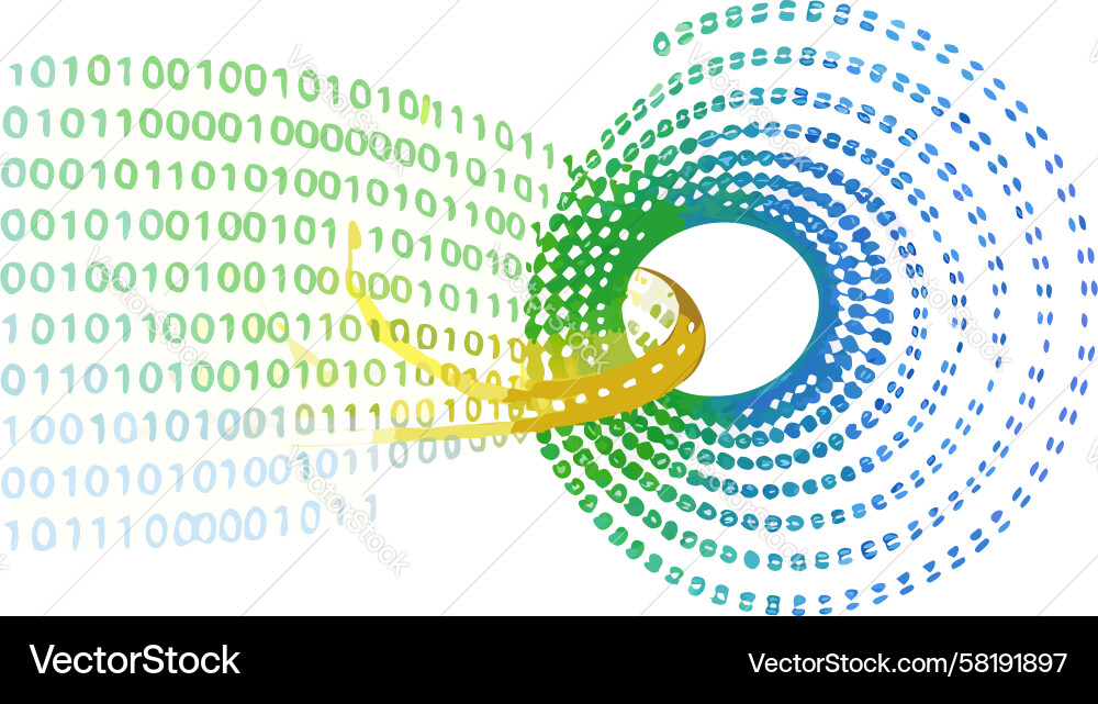 Digital Data Vortex - Binary Spiral Vector Image