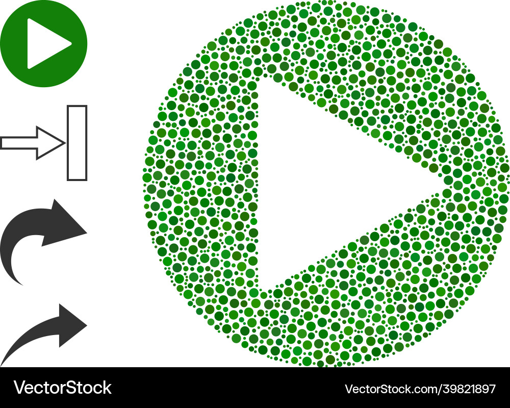 Dotted play button mosaic of circles and similar Dotted play button mosaic of circles and similar vector image