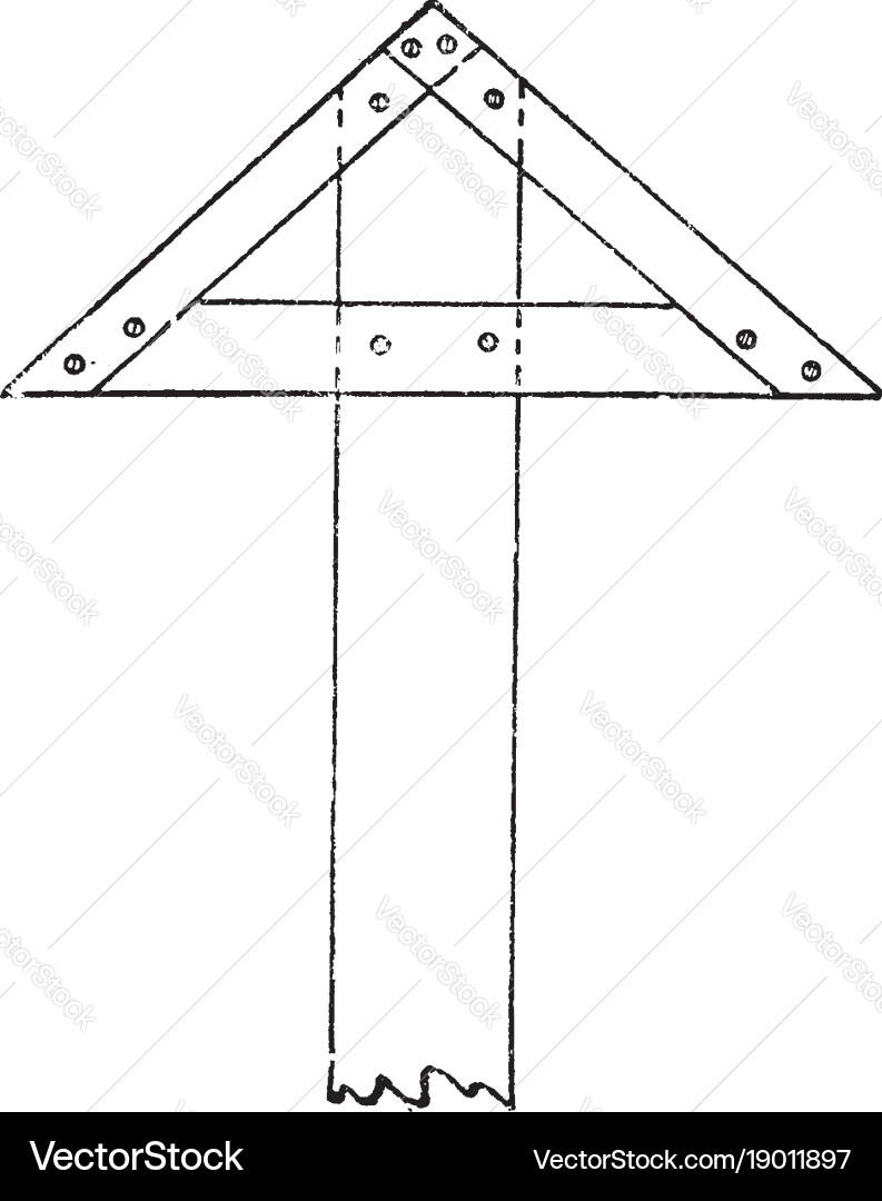 Fixed triangular head t square engage an edge Vector Image