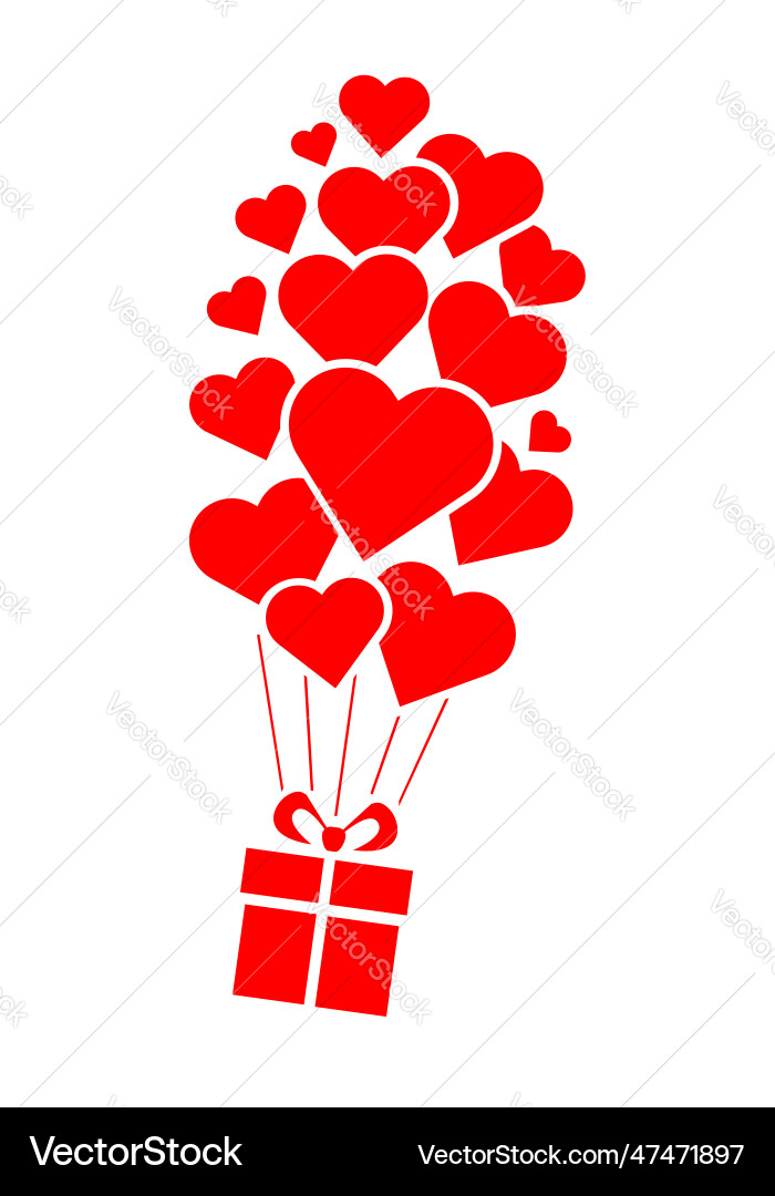 Geschenk Fliegen auf Luftballons-Herzen Geschenk Fliegen auf Luftballons-Herzen vektorbild