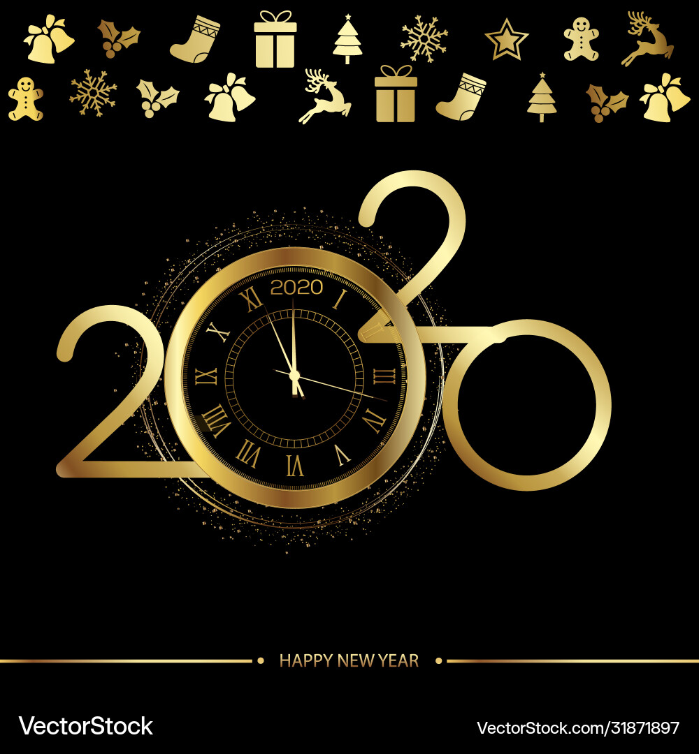 Happy new year or xmas greeting card with gold Happy new year or xmas greeting card with gold vector image