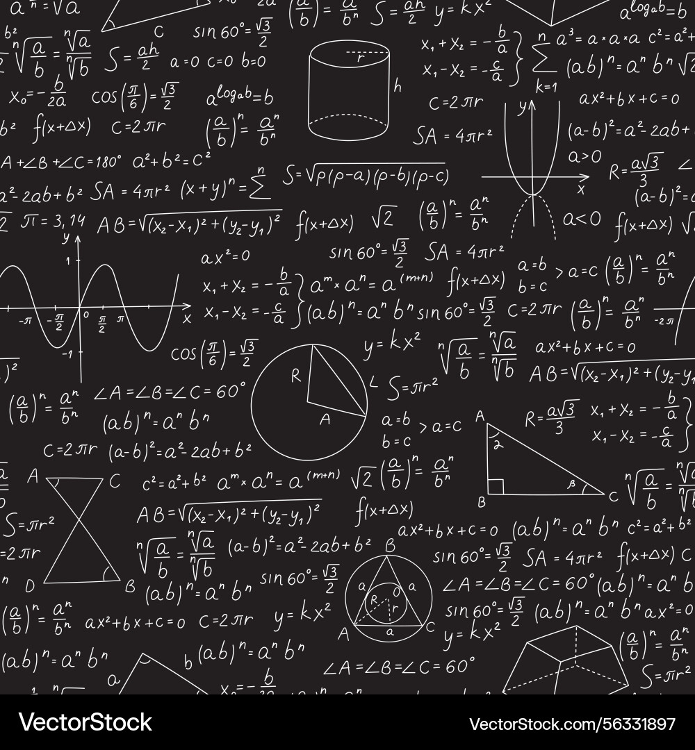 Math numbers and formulas seamless pattern graphs Math numbers and formulas seamless pattern graphs vector image