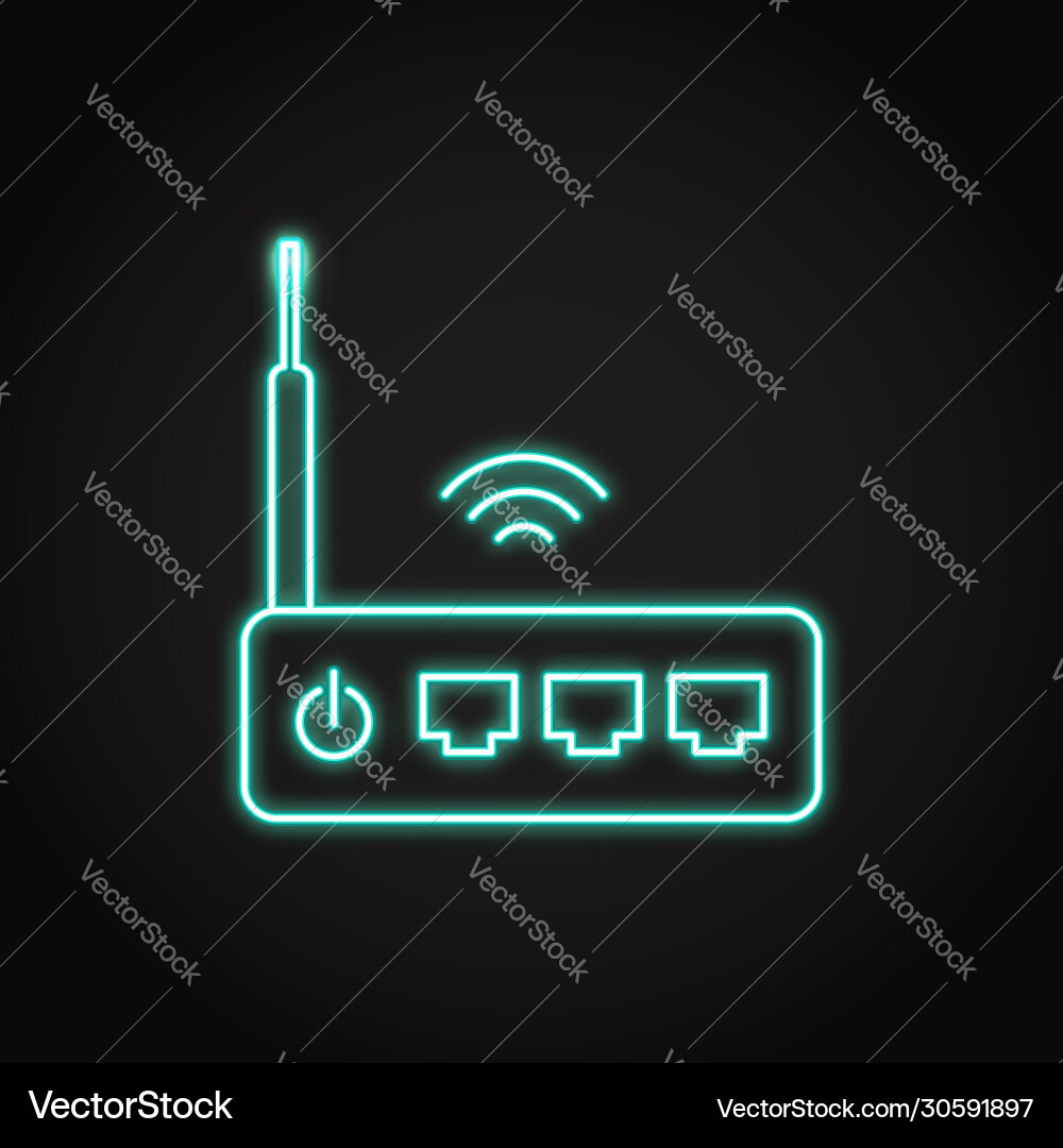 Neon wifi router icon in line style Neon wifi router icon in line style vector image