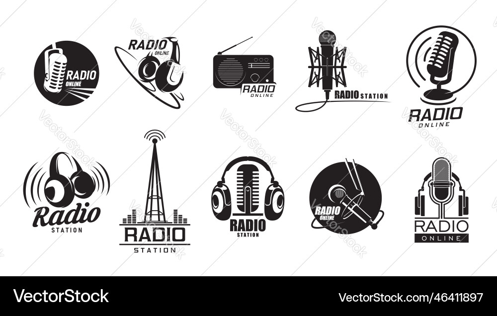 Online Radio Icons - Music & Podcast Vector Image