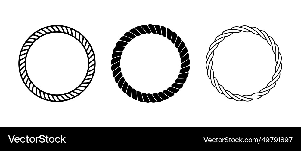 Rope frame set round cord border collection vector image