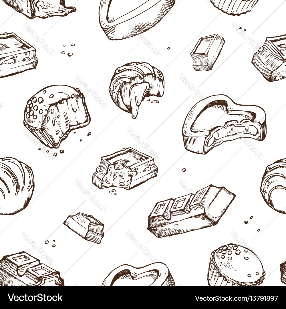 Seamless pattern of sketches bitten Seamless pattern of sketches bitten vector image