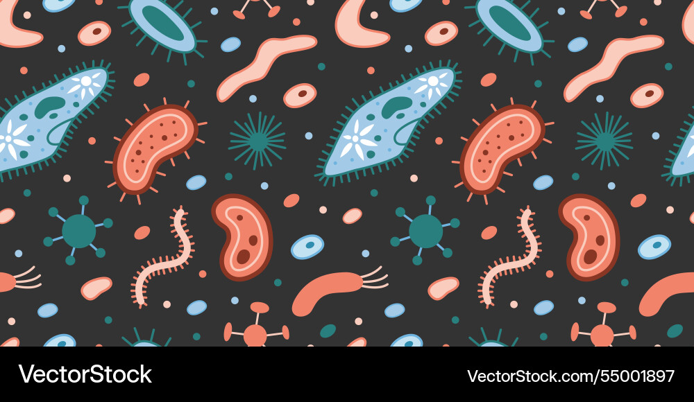 Seamless pattern with simplest unicellular Seamless pattern with simplest unicellular vector image