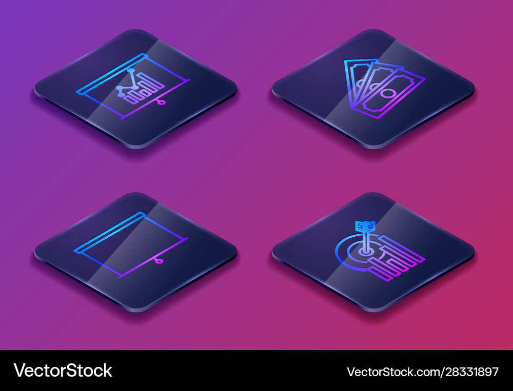 Set isometric line board with graph chart Set isometric line board with graph chart vector image