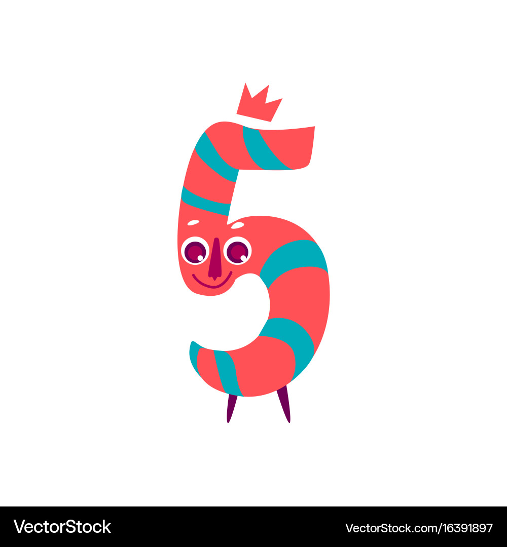 Smiling Number Five Character vector image