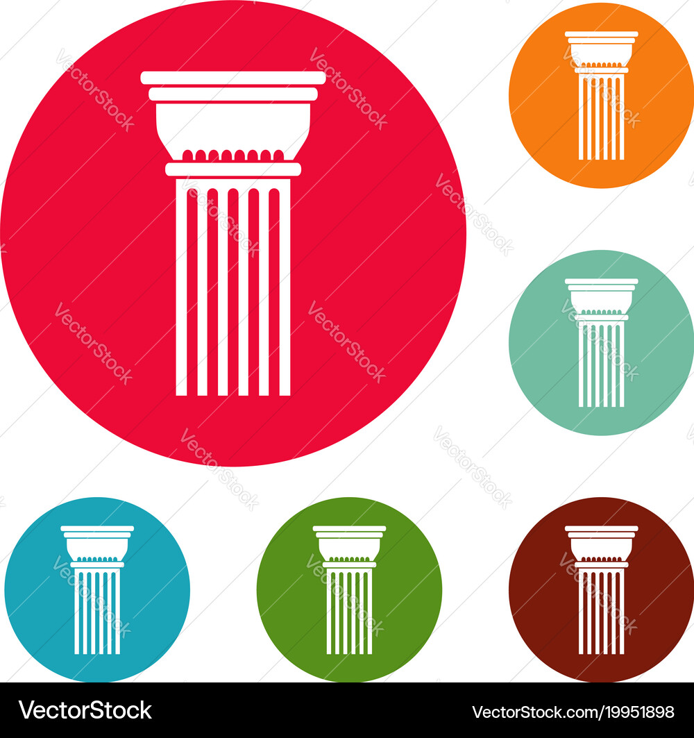 Building column icons circle set vector image