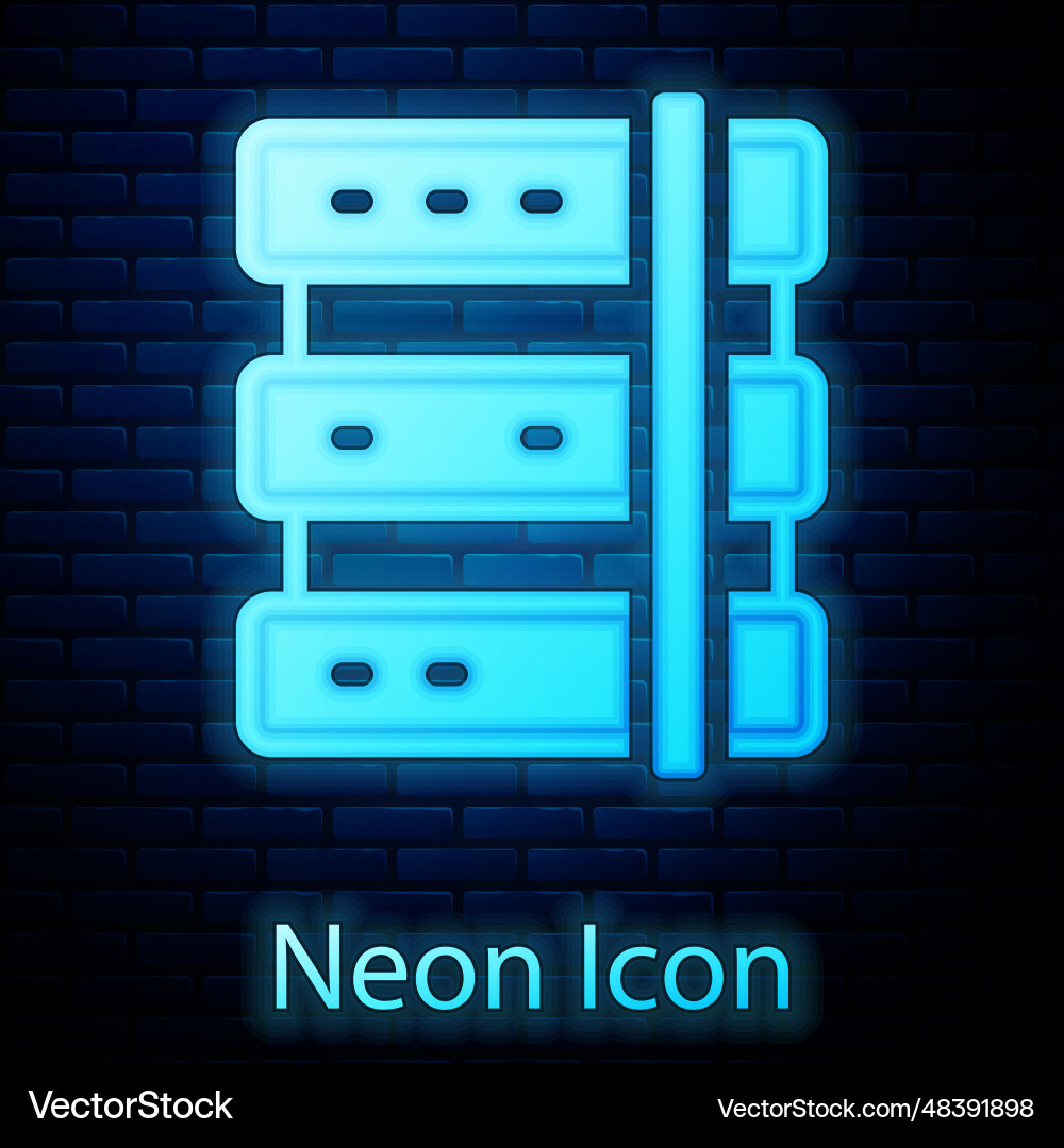 Glowing neon server data web hosting icon Glowing neon server data web hosting icon vector image
