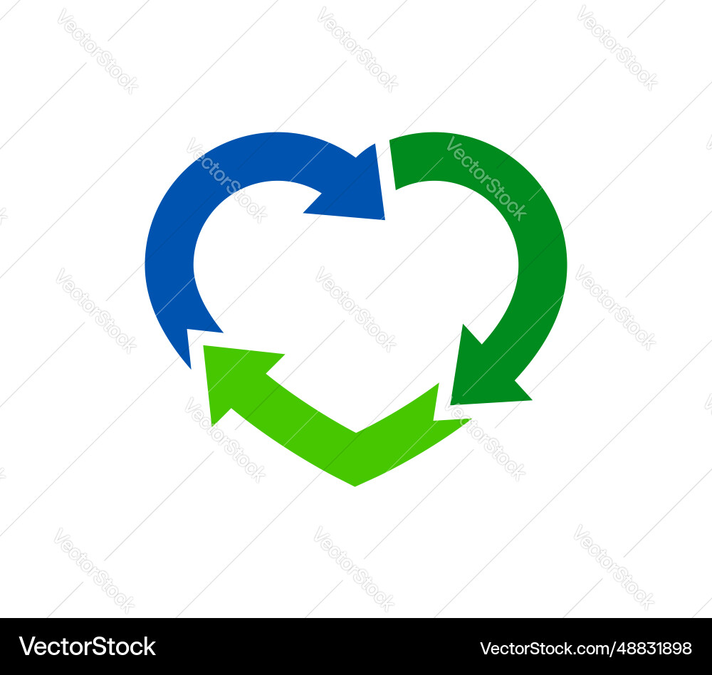 Green Heart Recycle Symbol Vector Image