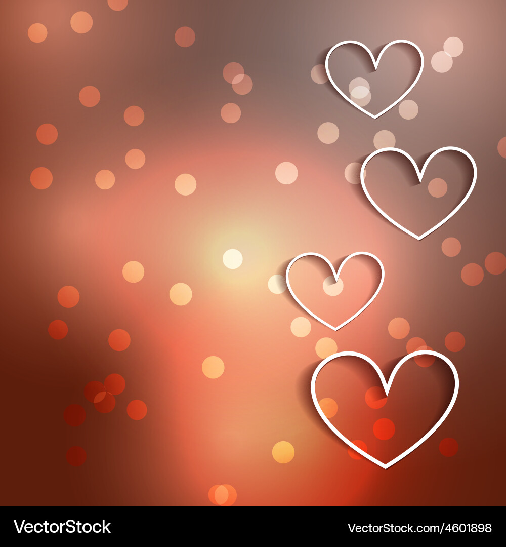 Heart background with bokeh effect vector image