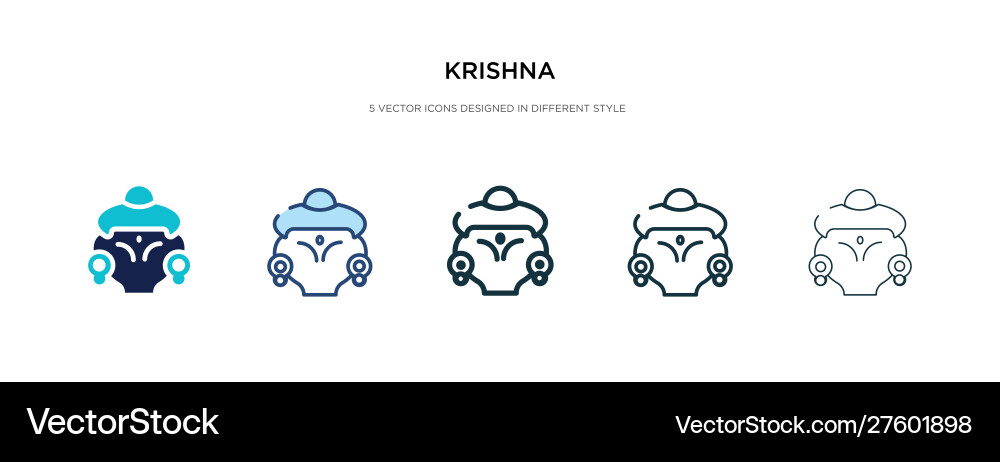 Krishna icon in different style two colored Krishna icon in different style two colored vector image