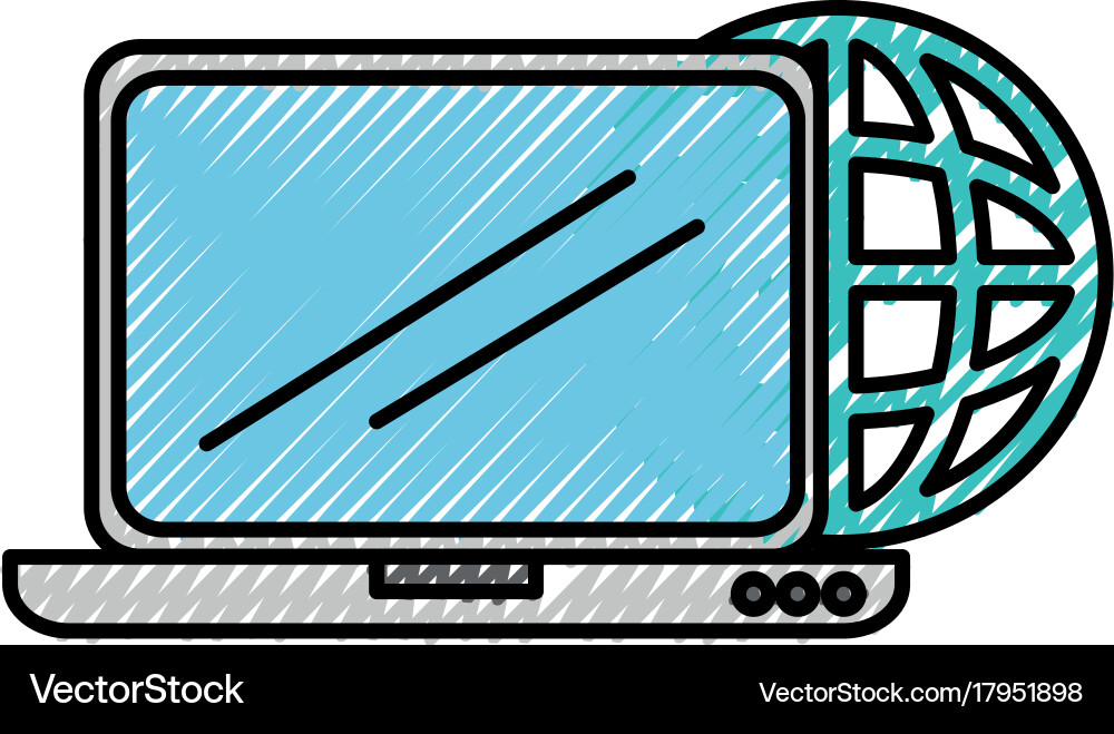 Laptop computer with planet Vector Image