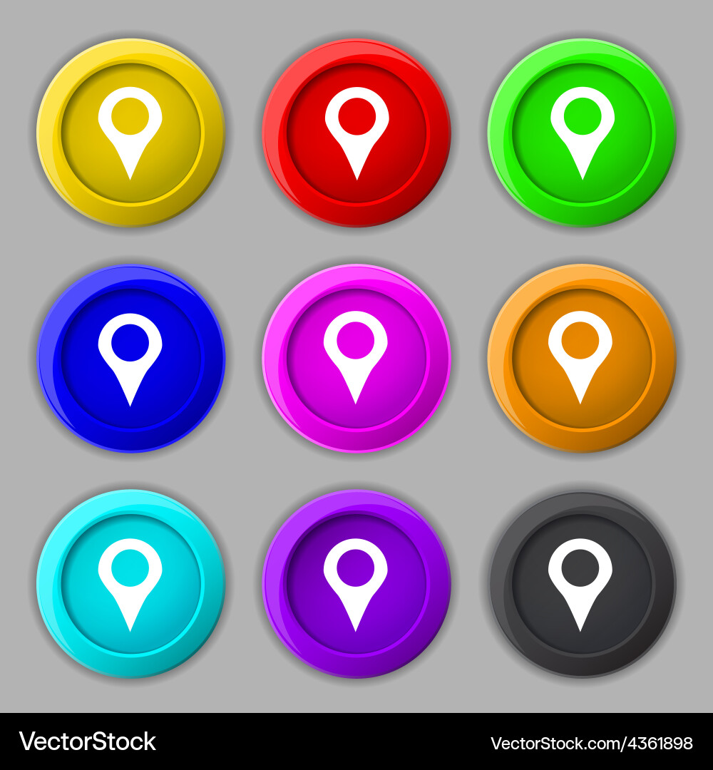 Map pointer gps location icon sign symbol on nine vector image