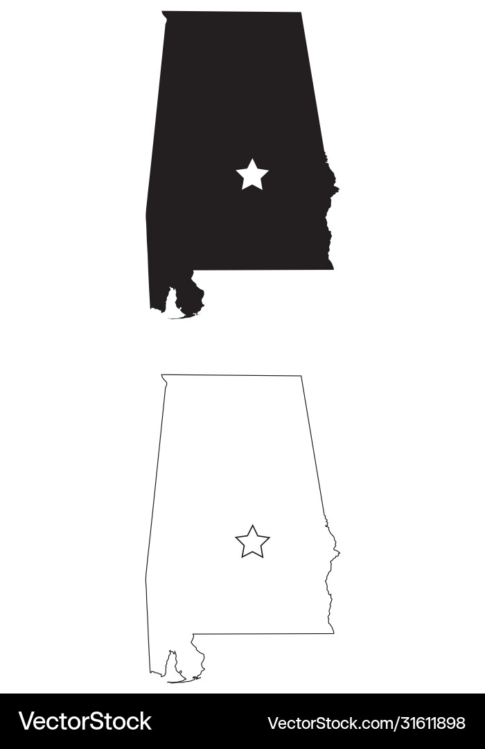 Montgomery alabama al state map usa with capital Vector Image