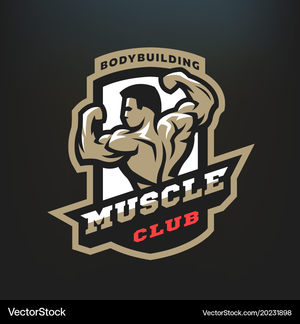 Muscle Emblem Logo - Strength & Fitness Vector Image