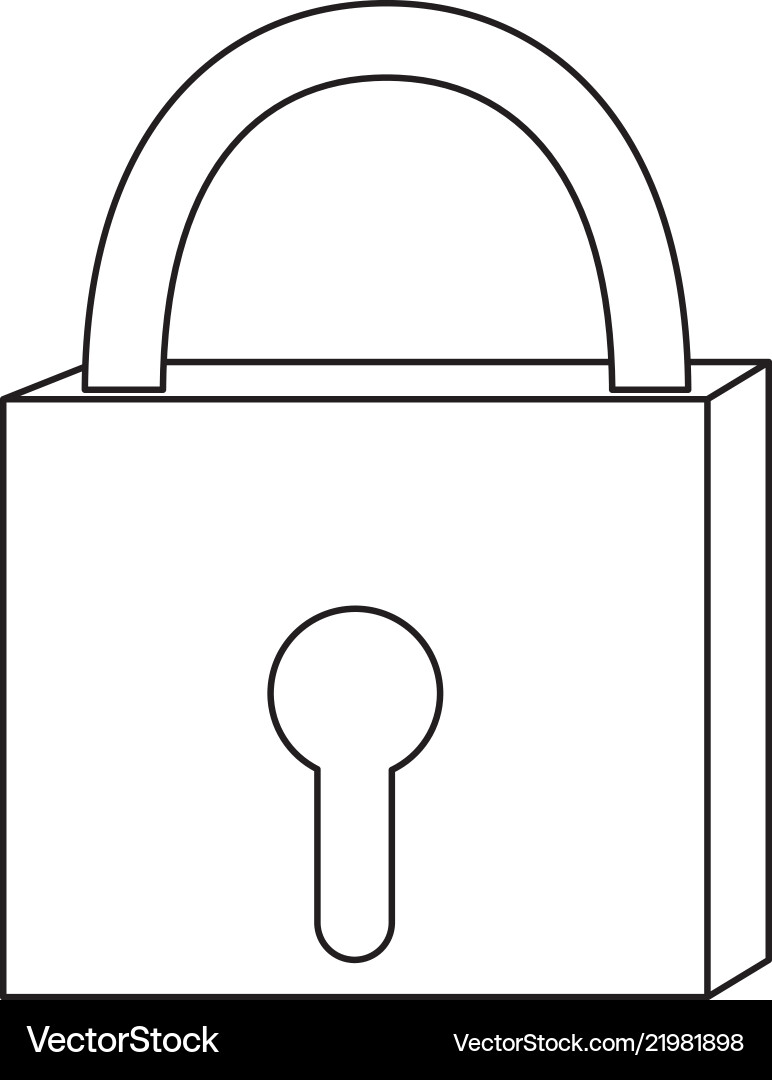 Outline closed padlock object security access Vector Image