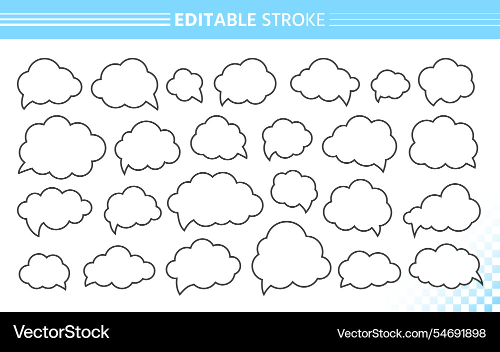 Outline speech bubble cloud set black line frame Vector Image
