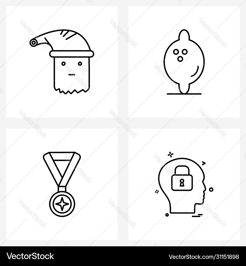 Set 4 simple line icons for web and print Vector Image